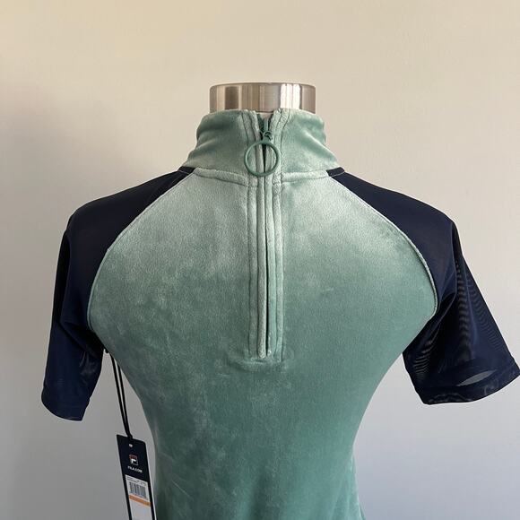 Fila Mahggie Dress Velvet and Mesh Color Block Dress Short Sleeve Bodycon S NWT - Picture 6 of 9